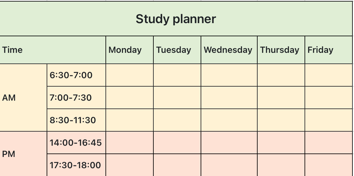 Study planner